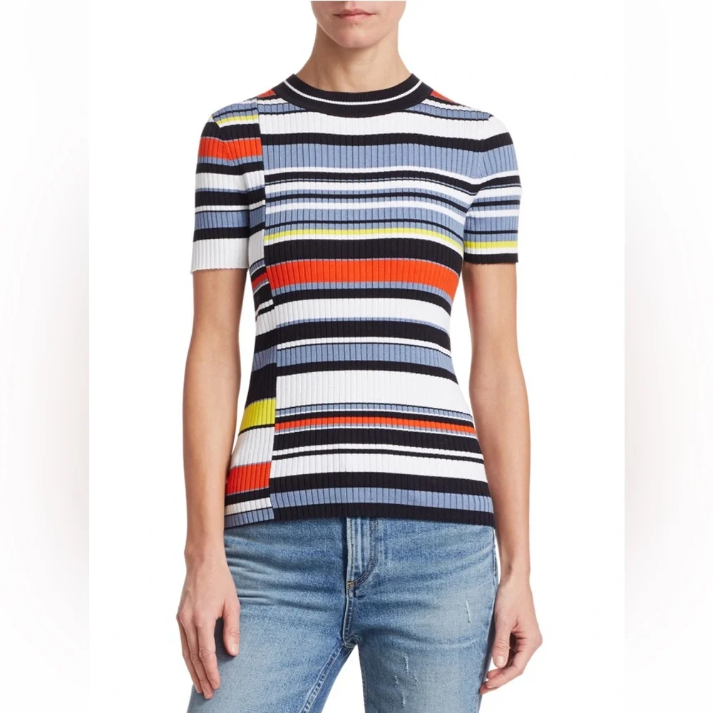 Rag & Bone Mason Ribbed Asymmetric Stripe Tee - Picture 6 of 9